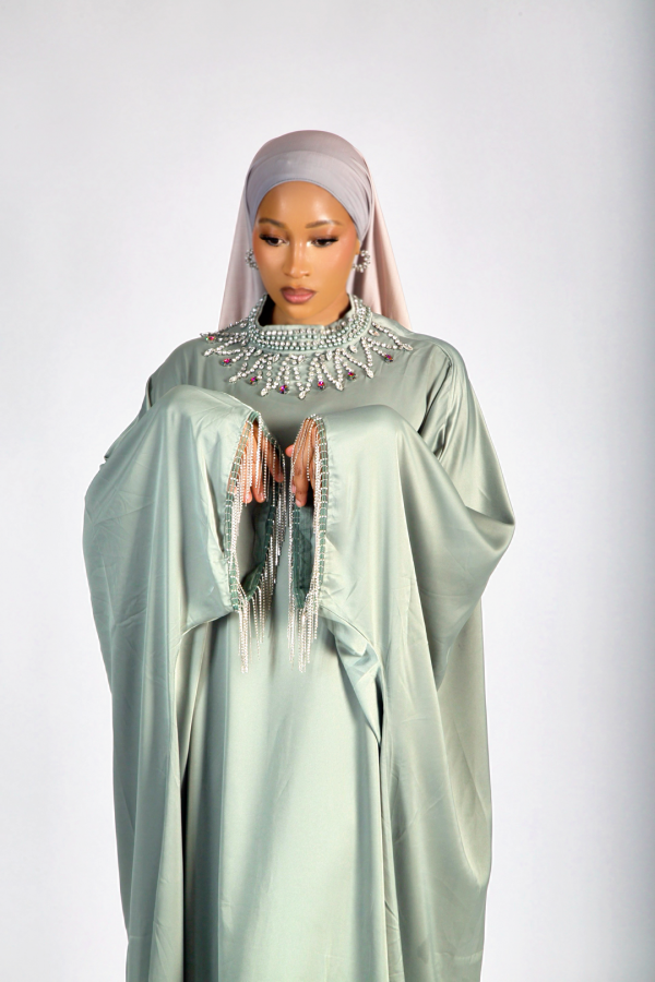 ABAYA Habi perlée vert