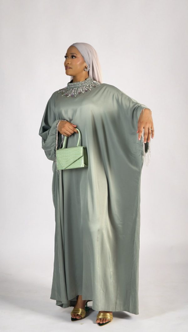 ABAYA Habi perlée vert – Image 3