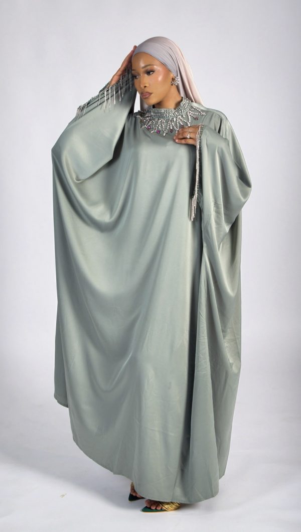 ABAYA Habi perlée vert – Image 9